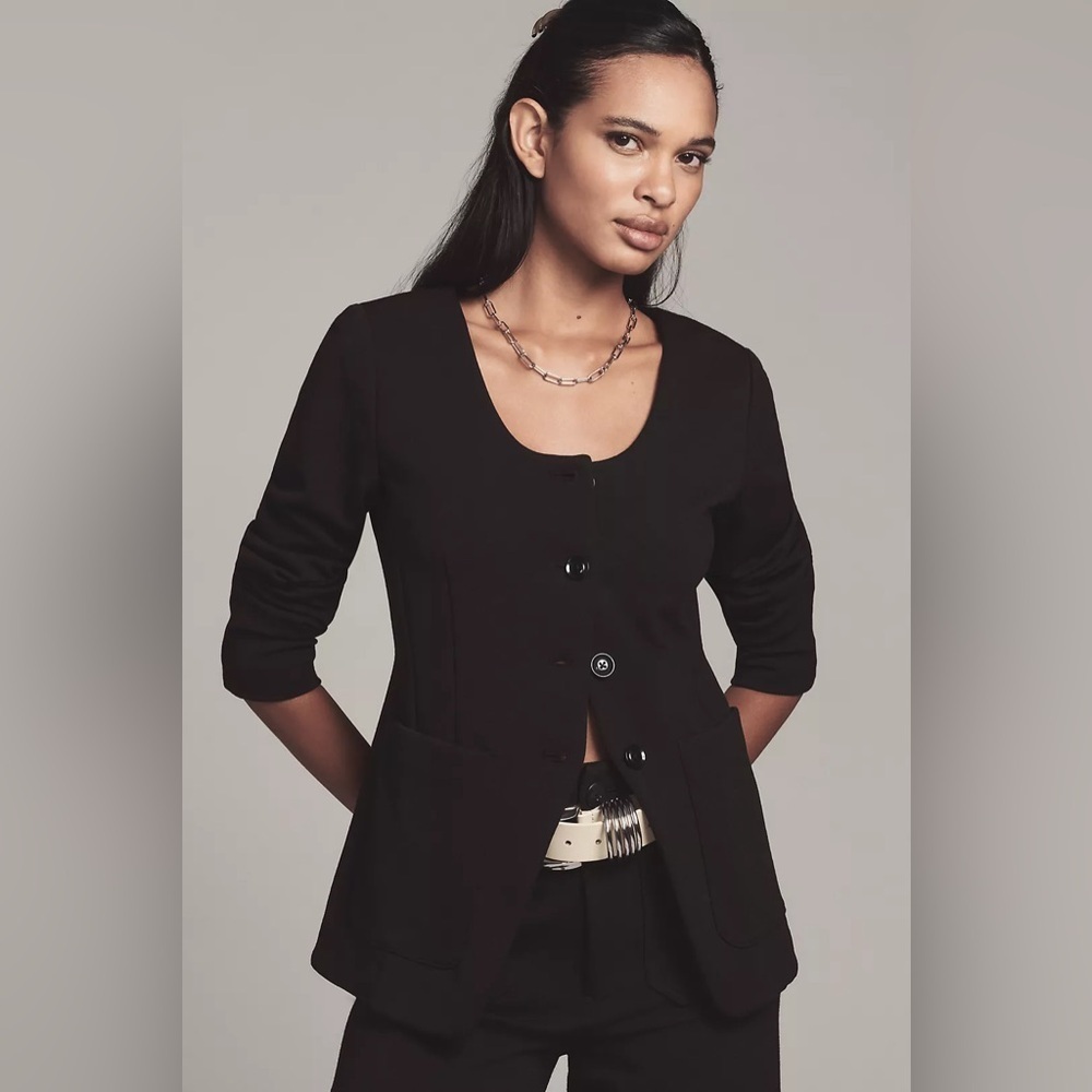 NWT! Anthropologie Maeve Scoop-Neck Cutaway Blazer - Size XL 🎾